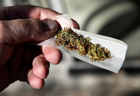 A customer rolls a joint with cannabis bought at Dr Green shop in Lausanne, Switzerland March 17, 2017. REUTERS/Denis Balibouse