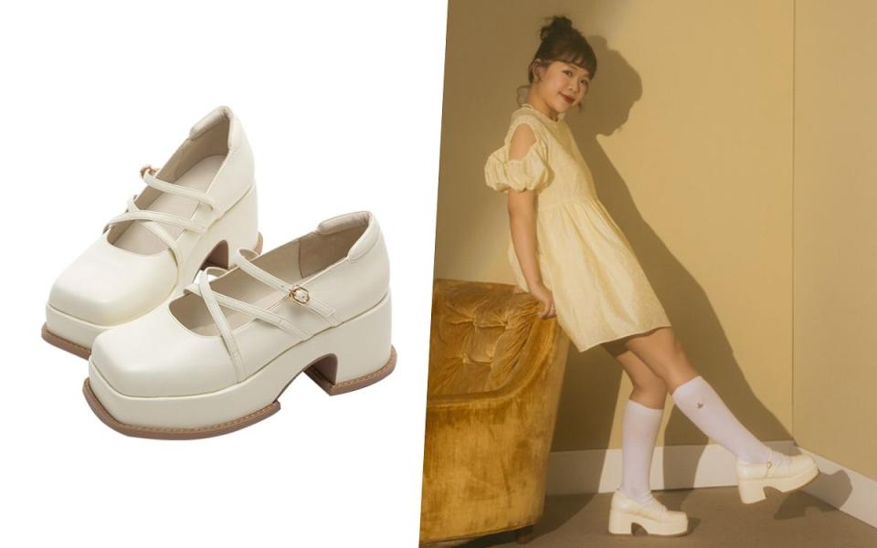 WAWAKU聯名-方塊牛奶糖厚底瑪莉珍鞋 NT$2480  圖片來源：GraceGift