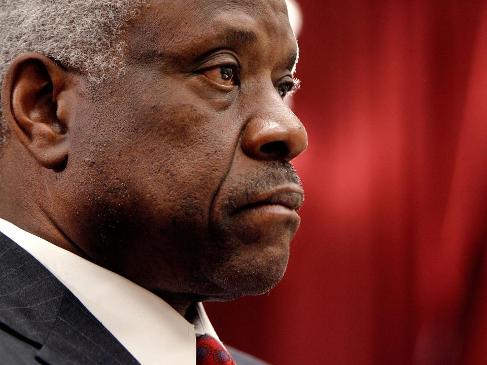 US Supreme Court Associate Justice Clarence Thomas testifies before the House Financial Services and General Government Subcommittee on Capitol Hill, Washington DC, March 13, 2008.