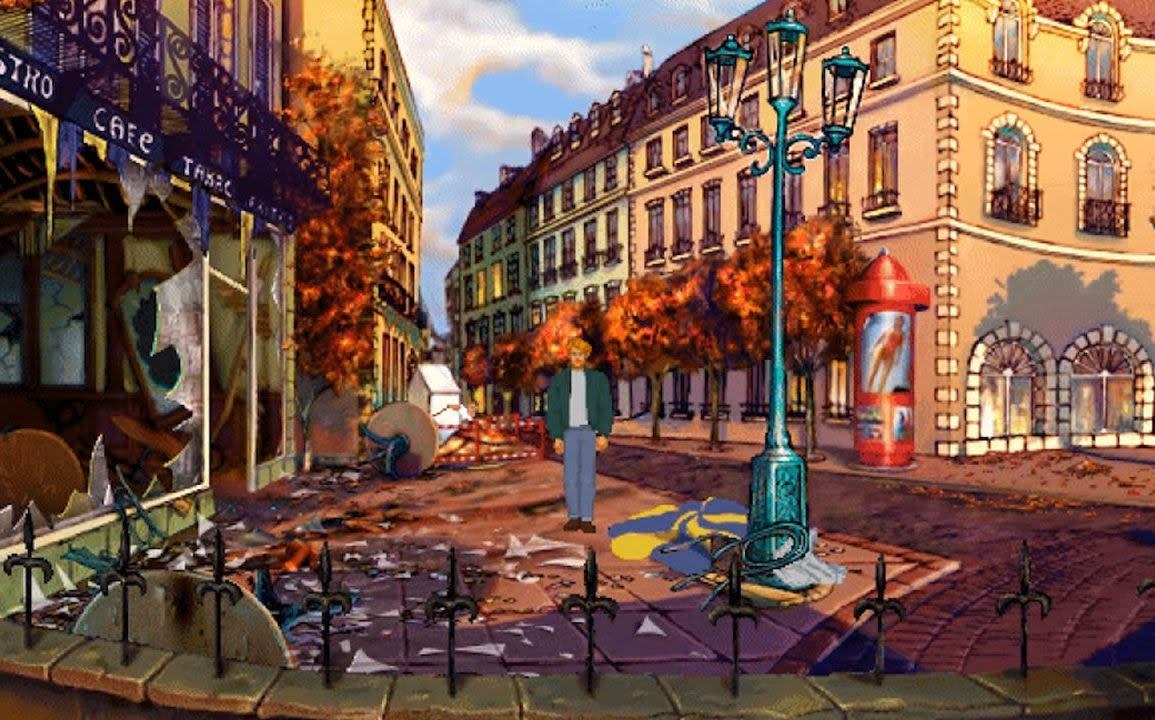  The beginning of the first Broken Sword game, after a clown blew up a cafe in Paris. 