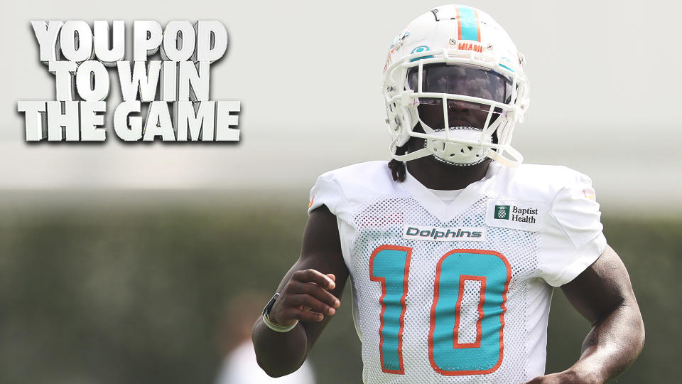 Miami Dolphins WR Tyreek Hill participates in drills during training camp. (Photo by Michael Reaves/Getty Images)
