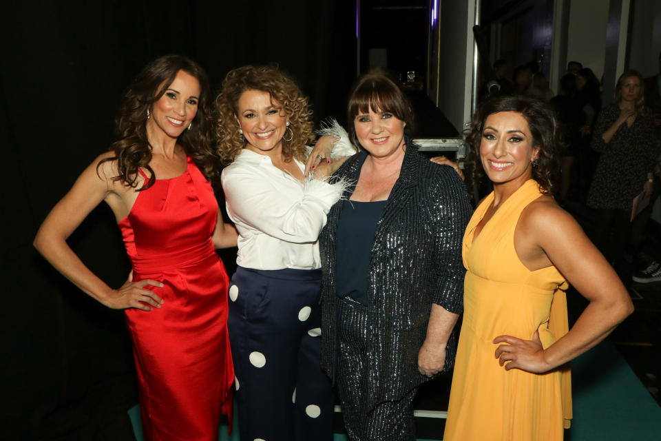 Presenters of the ITV show 'Loose Women', from left to right Andrea McLean, Nadia Sawalha, Colleen Nolan and Saira Khan. (Photo by Tim Roney/Getty Images)