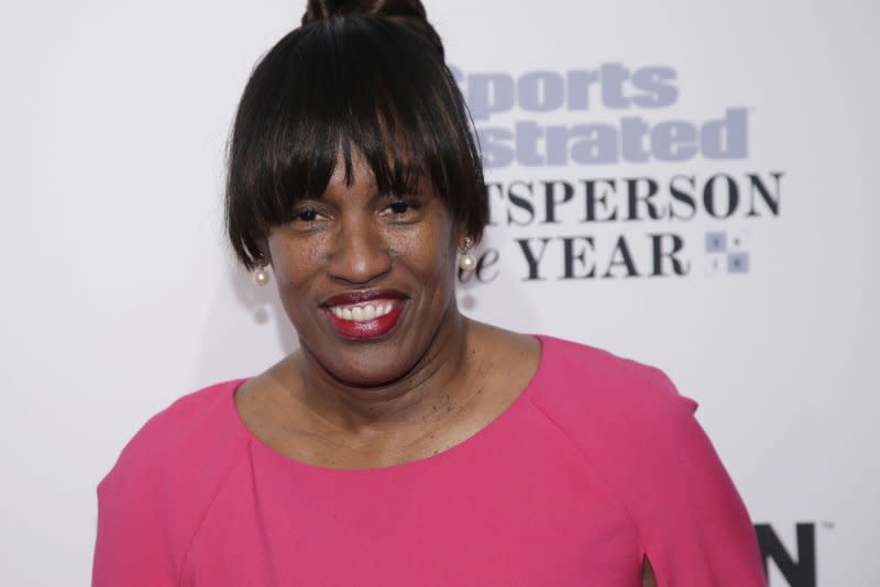 Jackie Joyner-Kersee arrives on the red carpet at the Sports Illustrated Sportsperson of the Year Ceremony 2016 at Barclays Center on December 12, 2016, in New York City. On August 2, 1992, she became the first woman to win consecutive Olympic gold medals in the heptathlon. File Photo by John Angelillo/UPI