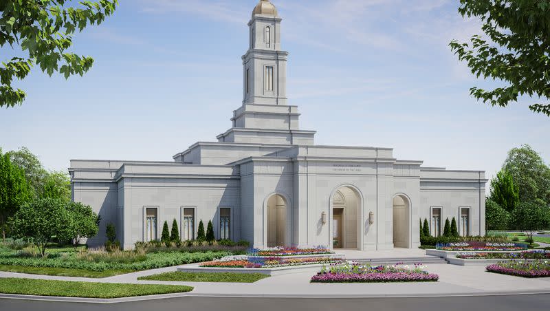 An artist’s rendering of the Grand Rapids Michigan Temple.  