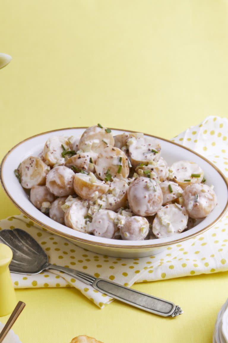 <p>A fresh and citrusy potato salad is the perfect addition to any cookout. </p><p><strong><em><a href="https://www.womansday.com/food-recipes/food-drinks/a19121096/lemony-potato-salad-recipe/" rel="nofollow noopener" target="_blank" data-ylk="slk:Get the Lemony Potato Salad recipe;elm:context_link;itc:0;sec:content-canvas" class="link ">Get the Lemony Potato Salad recipe</a>.</em></strong></p>