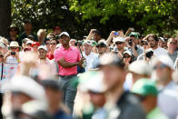 <p>Tiger Woods of the United States plays a shot on the seventh hole during a practice round prior to the start of the 2018 Masters Tournament at Augusta National Golf Club on April 2, 2018 in Augusta, Georgia. (Photo by Jamie Squire/Getty Images) </p>