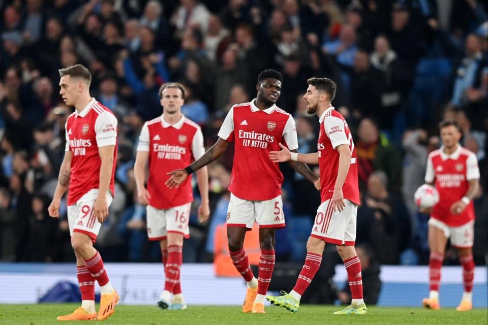 Arsenal let their title lead slip at the Etihad last season (Getty Images)