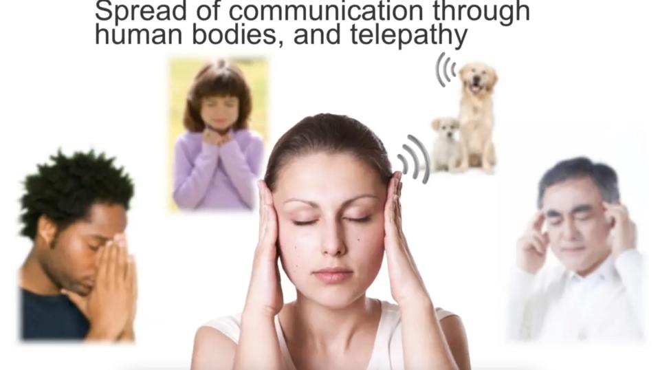 Slideshow from a SoftBank presentation speculating that humans will someday be able to communicate telepathically.