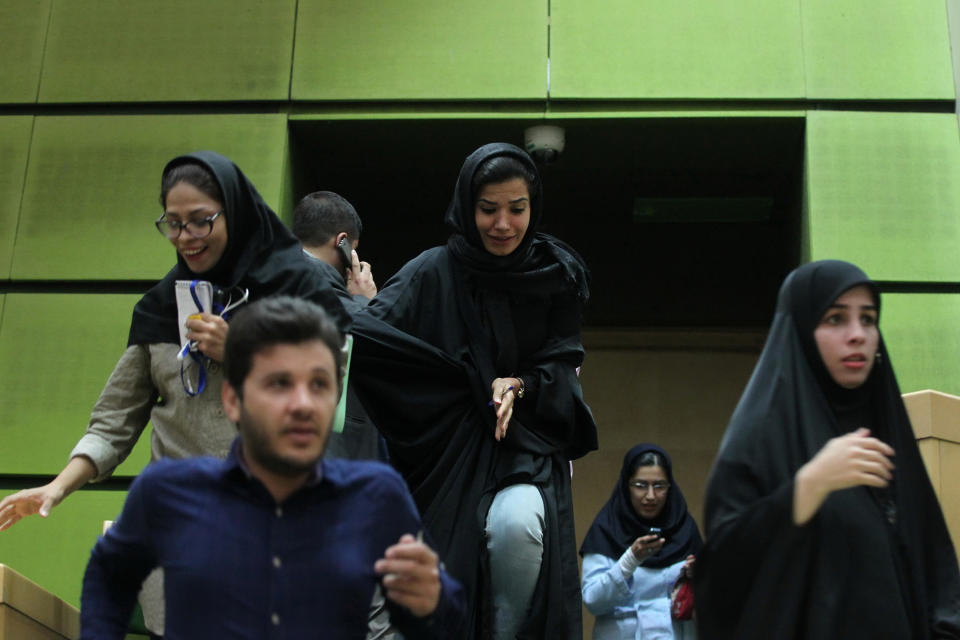 Women are seen inside the parliament