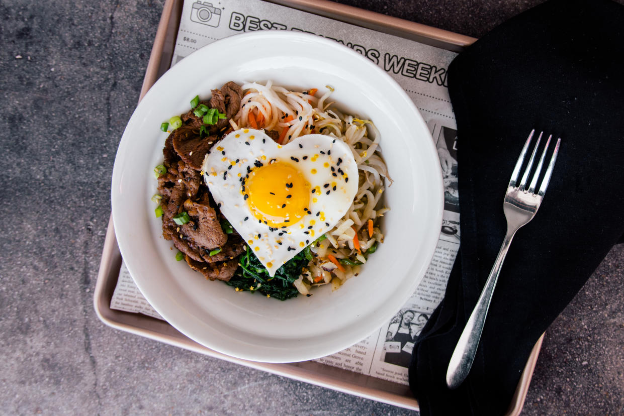 Not sure what to order at a Korean barbecue restaurant? Bibimbap is a great place to start. (Photo: 2 Korean Girls/Amanda Julca)