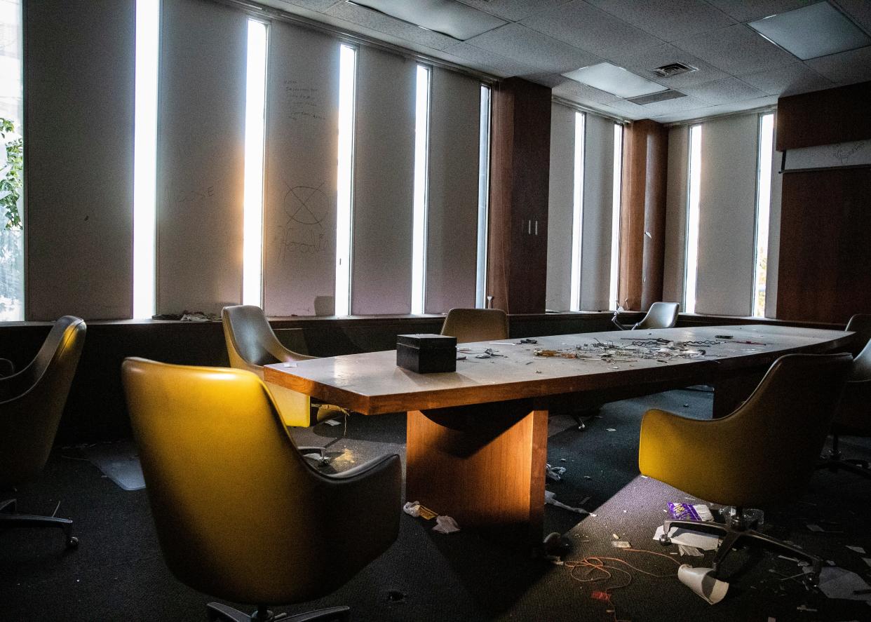 Nov. 8, 2021-Inside the derelict 100 N. Main Skyscraper, which the Downtown Memphis Commission will be selling to a developer early next year. 