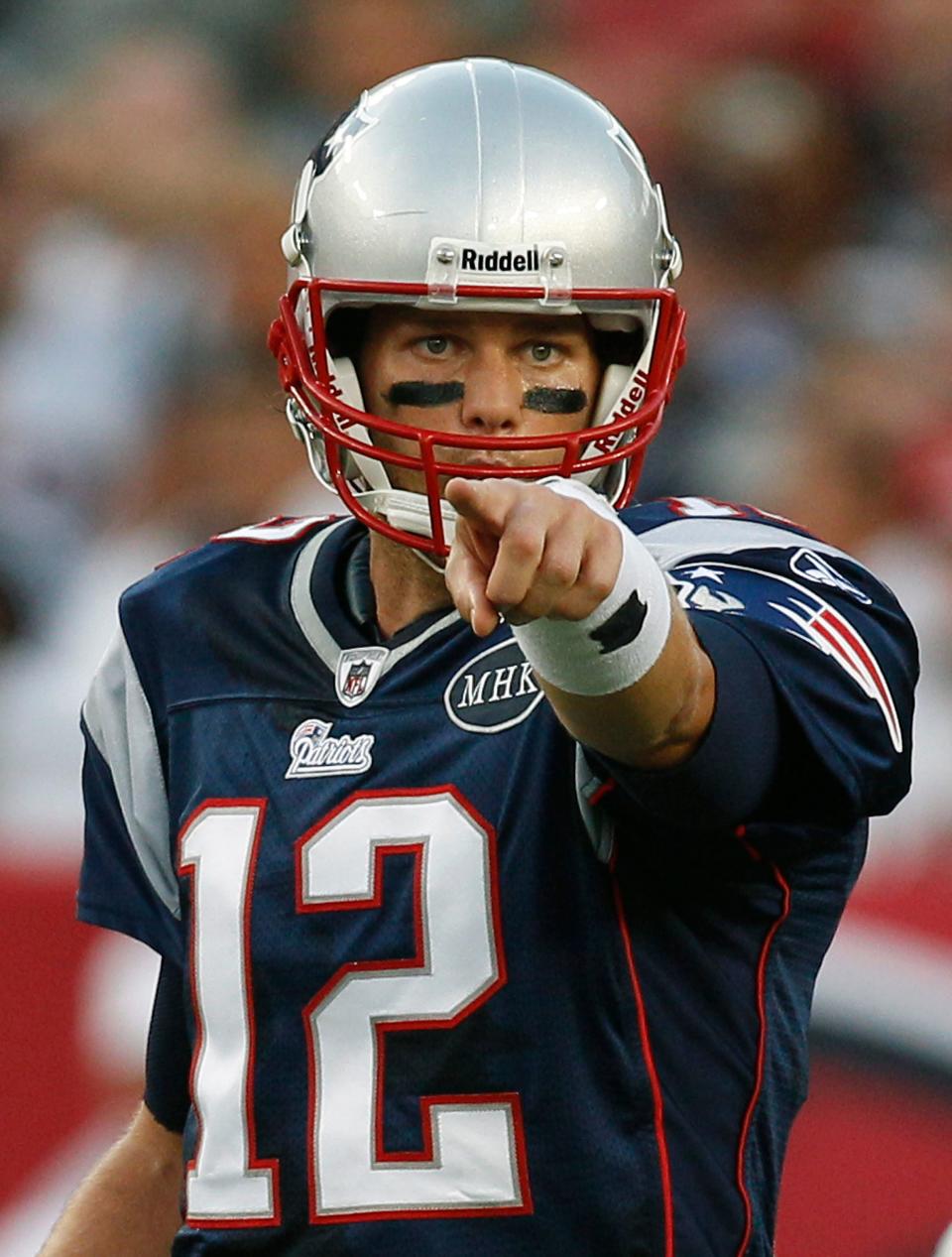 New England Patriots quarterback Tom Brady (12) during an NFL preseason football game against the New England Patriots Thursday, Aug. 18, 2011 in Tampa, Fla. (AP Photo/Chris O'Meara)