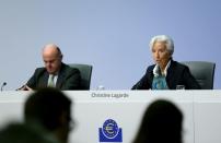 European Central Bank hold a news conference in Frankfurt