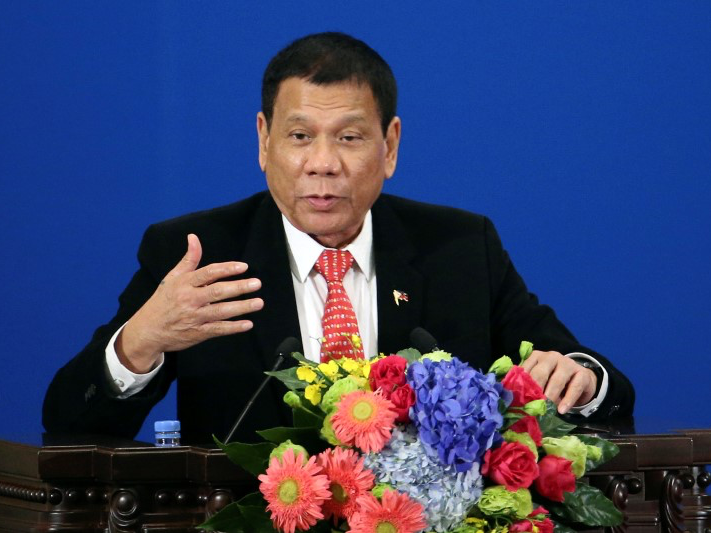 Philippines President Rodrigo Duterte makes a speech during the Philippines - China Trade and Investment Forum at the Great Hall of the People in Beijing, China, October 20, 2016. REUTERS/Wu Hong/ Pool 