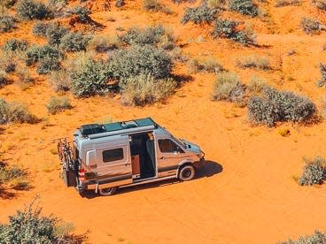 Camper van in America desert