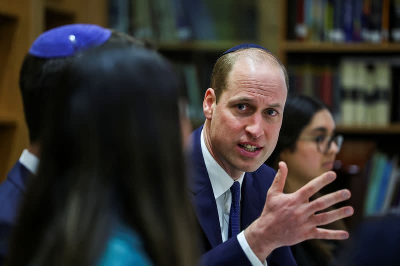 Britain's Prince William visits the Western Marble Arch Synagogue, in London