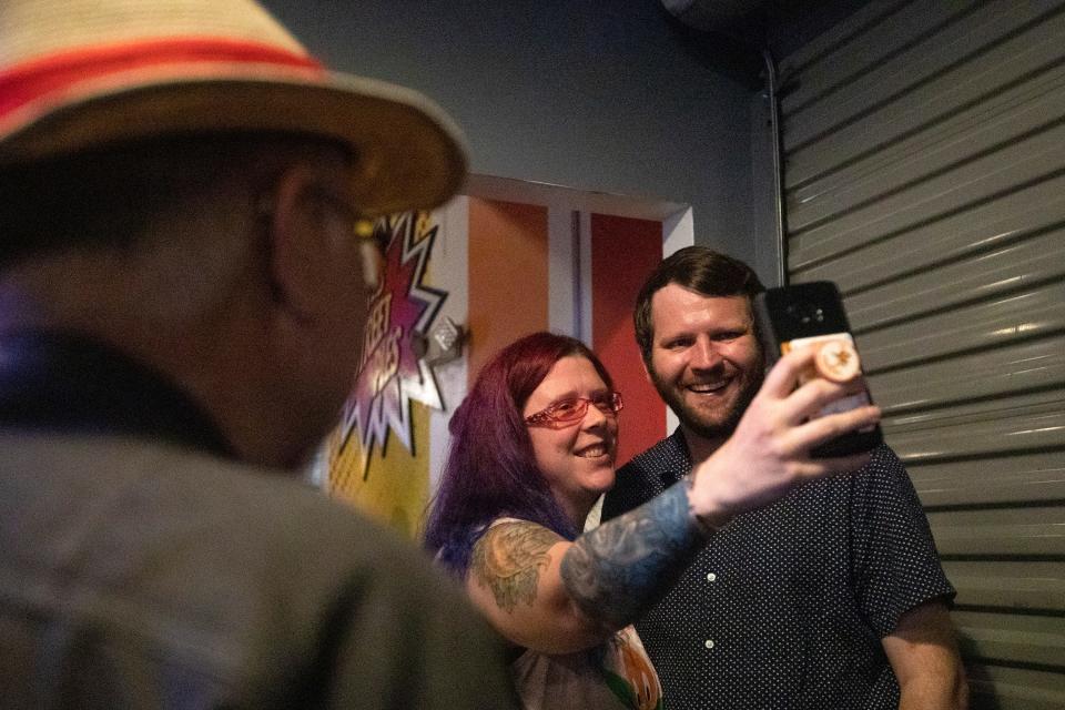 Jeremy Matlow, who is running for city commission, waits for election results on Tuesday, Aug. 23, 2022 at Warhorse bar in Tallahassee, Fla.