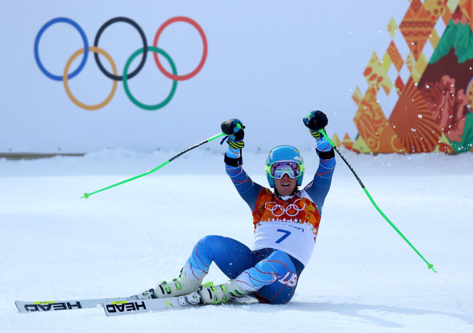 SOCHI, RUSSIA - FEBRUARY 19:  Ted Ligety of the United States celebrates during the Alpine Skiing Men's Giant Slalom on day 12 of the Sochi 2014 Winter Olympics at Rosa Khutor Alpine Center on February 19, 2014 in Sochi, Russia.  (Photo by Doug Pensinger/Getty Images)