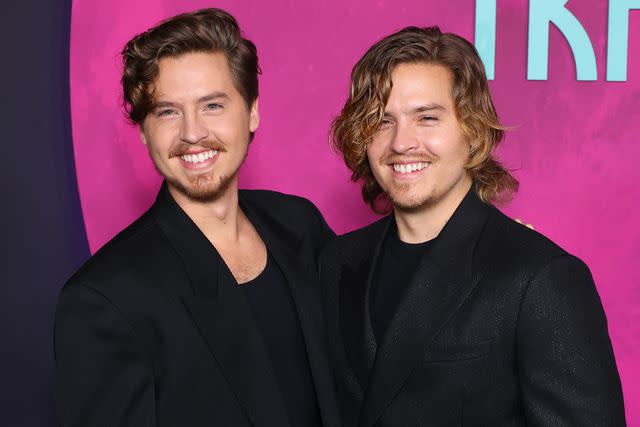 <p>Leon Bennett/Getty Images</p> Cole and Dylan Sprouse in 2024