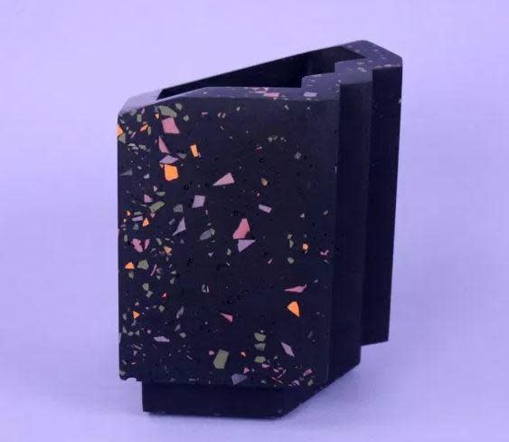 Geometric Vase in Black Terrazzo