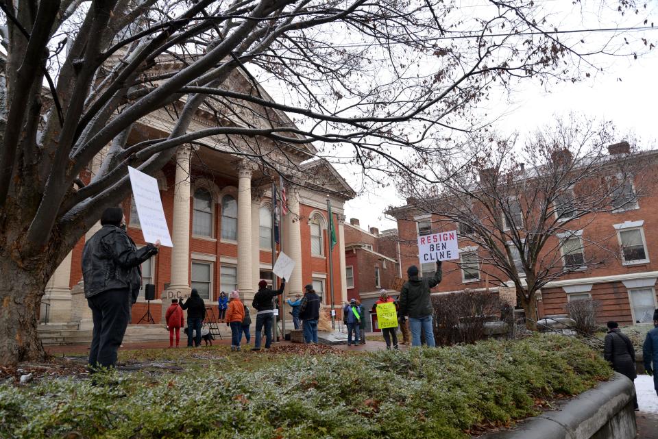 Many have protested under the trees in front of the courthouse over the years.