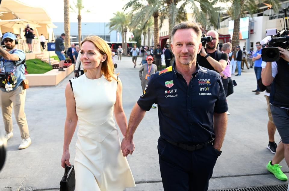 Christian Horner arrived hand in hand with Geri Halliwell in the Bahrain paddock on Saturday (Getty Images)