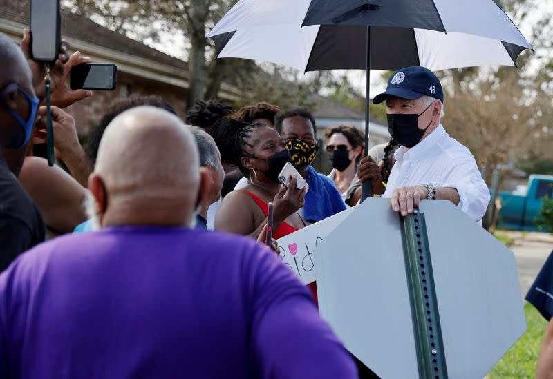 Biden tours a neighbourhood hit by Hurricane Ida