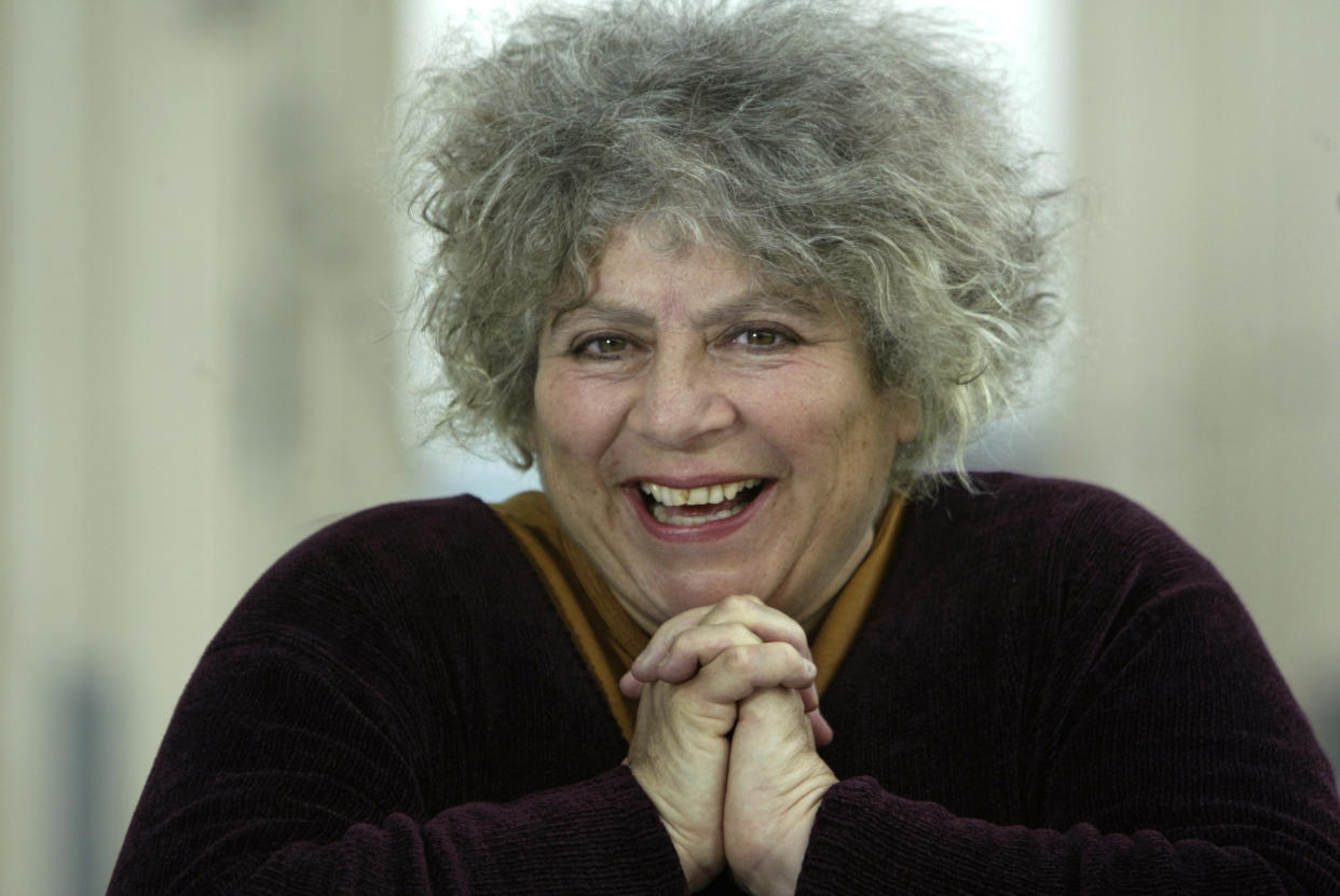 Veteran character actress Miriam Margolyes plays the nanny Miss Prism in The Importance of Being Earnest, opening soon at the Ahmanson. Few know her name, but just about everybody knows her face from her many TV and movie supporting roles and cameos. This photo was taken at the Music Center Plaza.  (Photo by Glenn Koenig/Los Angeles Times via Getty Images)