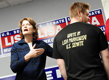 Sen. Lisa Murkowski gives her concession speech Aug. 31.