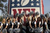 <p>Oakland Raiders cheerleaders pose for photographers during an NFL-sponsored event promoting physical activity in children, in Mexico City, Friday, Nov. 18, 2016. The NFL’s Play 60 campaign encourages children to be active 60 minutes a day to avoid childhood obesity. The Oakland Raiders will play the Houston Texans Monday night in Estadio Azteca in Mexico City.(AP Photo/Rebecca Blackwell) </p>