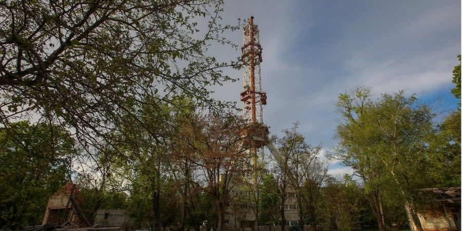 TV tower in Kharkiv destroyed by a Russian missile strike on April 22, 2024