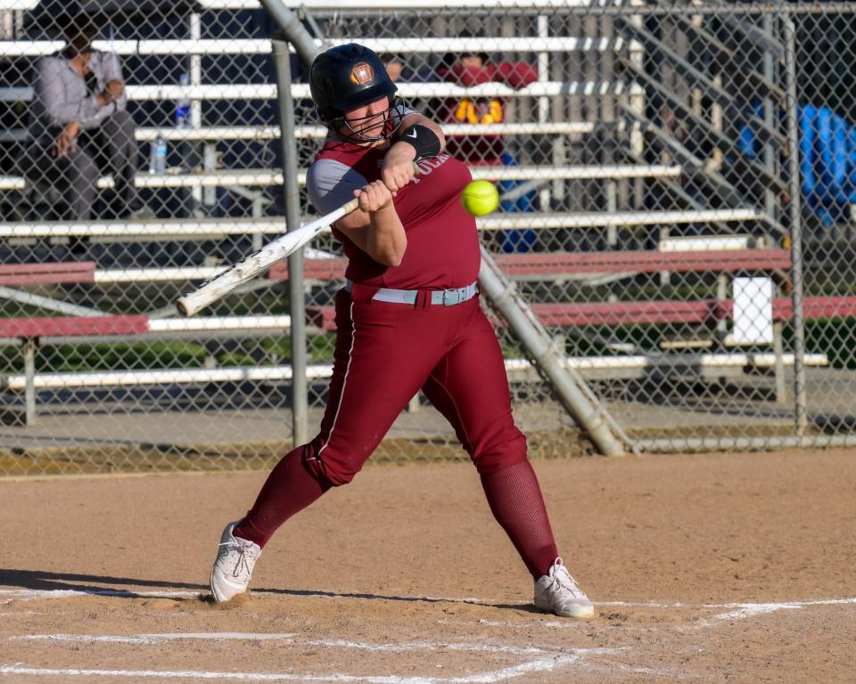 Tulare Union's Bellajah Nunley swings at a pitch from Wasco in a non-league high school softball game Wednesday, March 20, 2024 in Tulare.