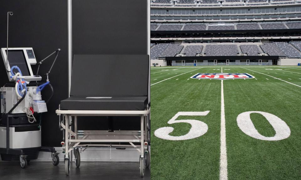 N.F.L. football stadiums could be an option to be transformed into temporary field hospitals.