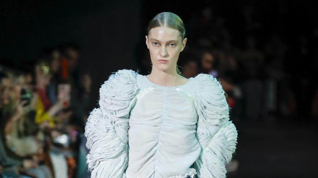 new york, usa february 09 a model walks the runway during the collina strada ready to wear fallwinter 2024 2024 fashion show as part of the new york fashion week on february 9, 2024 in new york photo by victor virgilegamma rapho via getty images