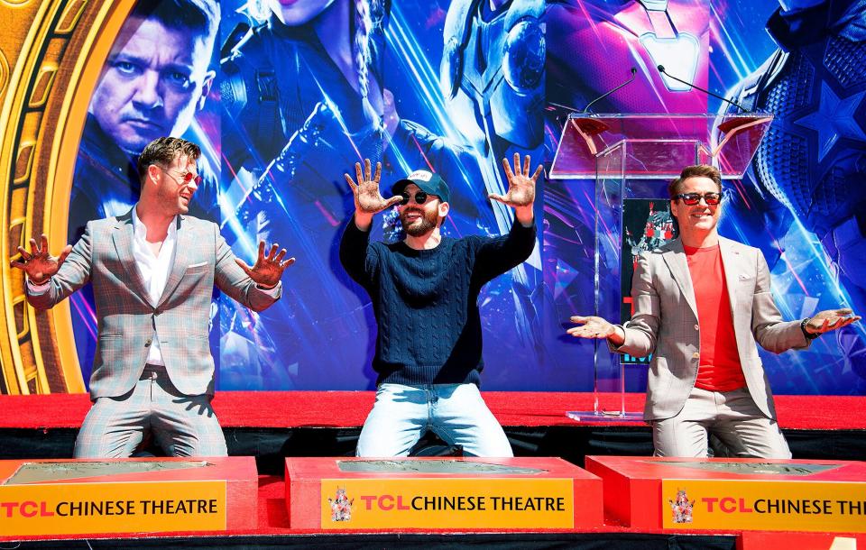 Chris Hemsworth, Chris Evans and Robert Downey Jr.