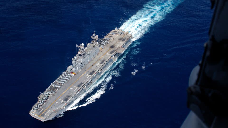 The amphibious assault ship USS Tarawa is pictured transiting the Indian Ocean while deployed in support of maritime security operations Dec. 22, 2007. - Mass Communication Specialist Seaman Jon Husman/U.S. Navy