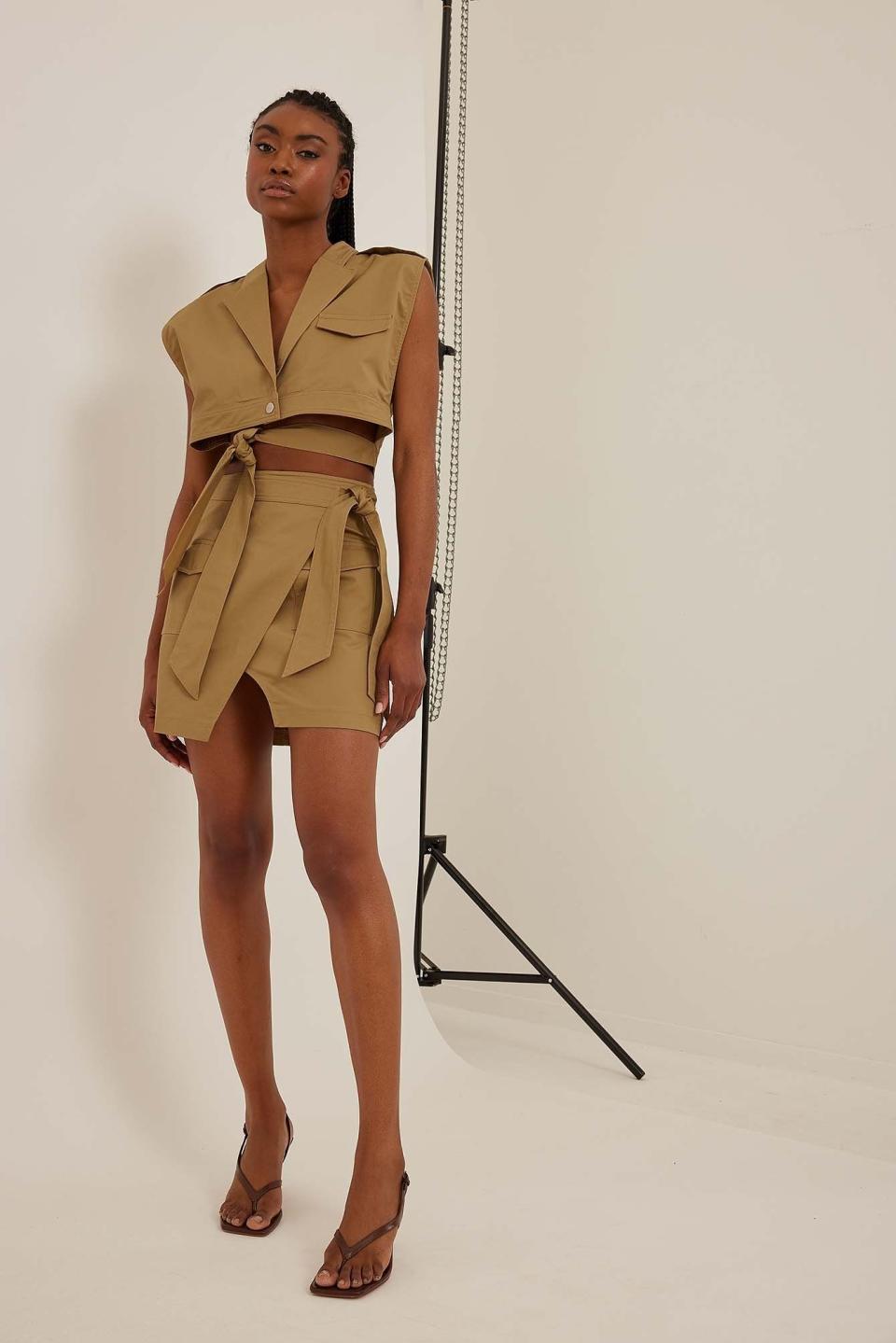 Angelica Blick x NA-KD Wrapped Trench Skirt