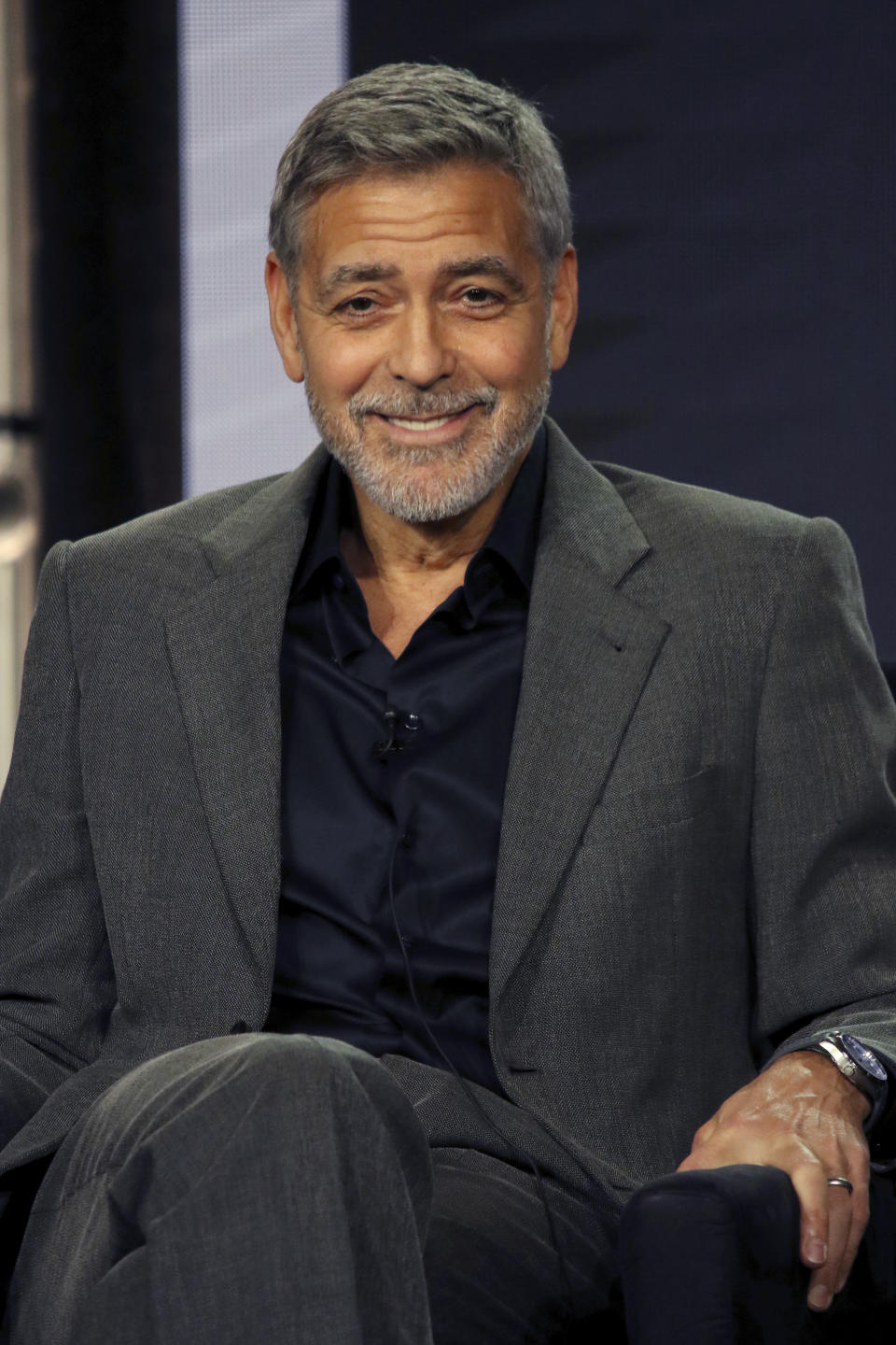 George Clooney participates in the "Catch-22" panel during the Hulu presentation at the Television Critics Association Winter Press Tour at The Langham Huntington on Monday, Feb. 11, 2019, in Pasadena, Calif. (Photo by Willy Sanjuan/Invision/AP)