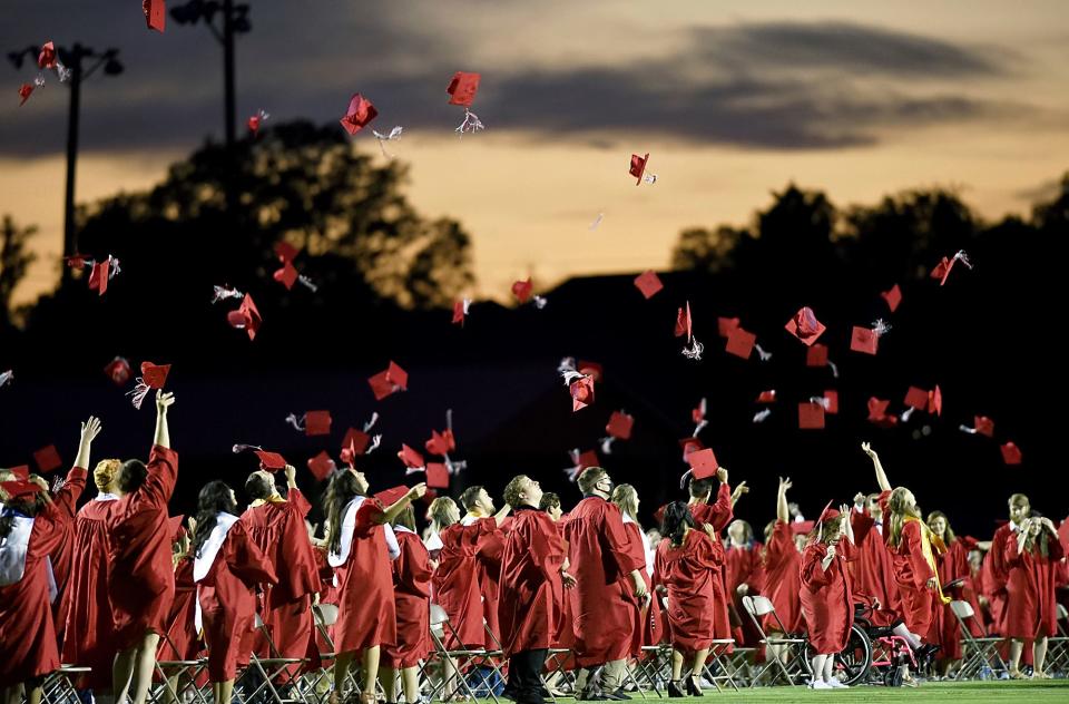 High school commencement ceremony in 2020 in Maryville, Tenn.