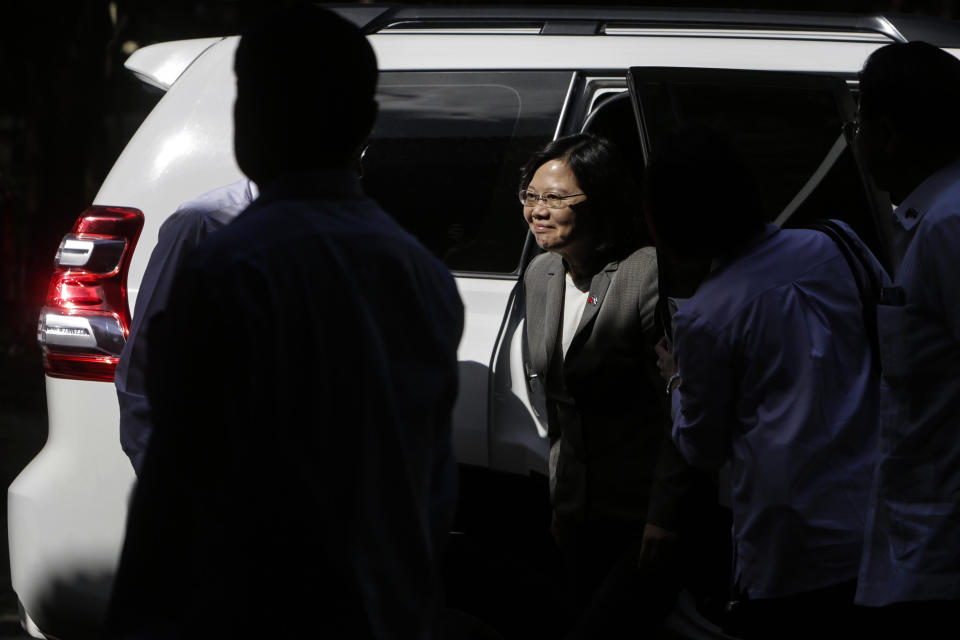 Taiwan's President Tsai Ing-wen arrives to visit an industrial park in Managua with Taiwanese businessmen on January 10, 2017. Tsai on Central America's tour is looking forward to strengthen cooperation ties, in Nicaragua she will attend Ortega's third Presidential inauguration. / AFP / INTI OCON        (Photo credit should read INTI OCON/AFP via Getty Images)