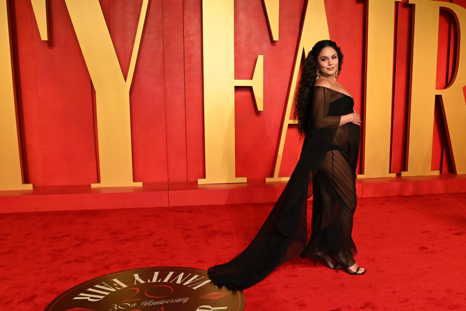 BEVERLY HILLS, CALIFORNIA - MARCH 10: Vanessa Hudgens attends the 2024 Vanity Fair Oscar Party Hosted By Radhika Jones at Wallis Annenberg Center for the Performing Arts on March 10, 2024 in Beverly Hills, California. (Photo by Jon Kopaloff/Getty Images for Vanity Fair)