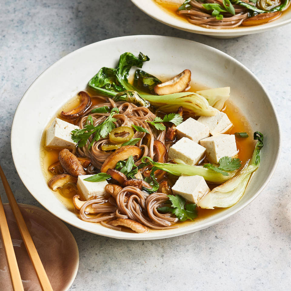 Tofu, Mushroom & Bok Choy Soba Noodle Bowls