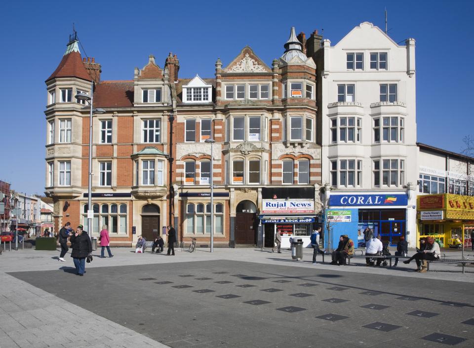 Historic buildings in the town center of Clacton on Sea, Essex, England. (Photo by: Universal Images Group via Getty Images)