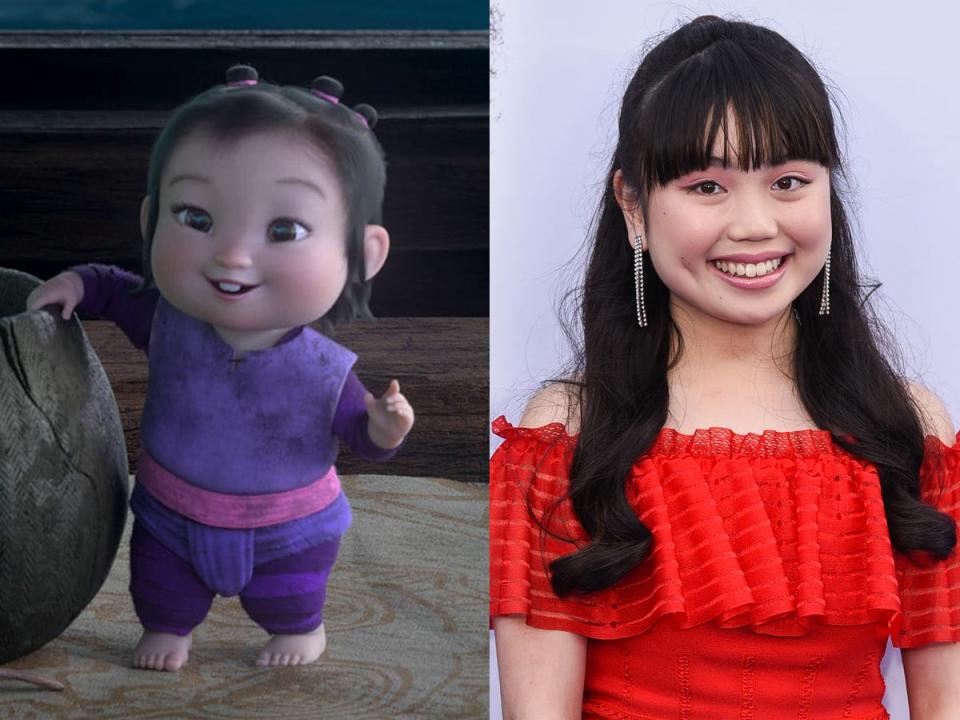 Little Noi con baby Thalia Tran  Raya and the Last Dragon movie cast in real life Disney 