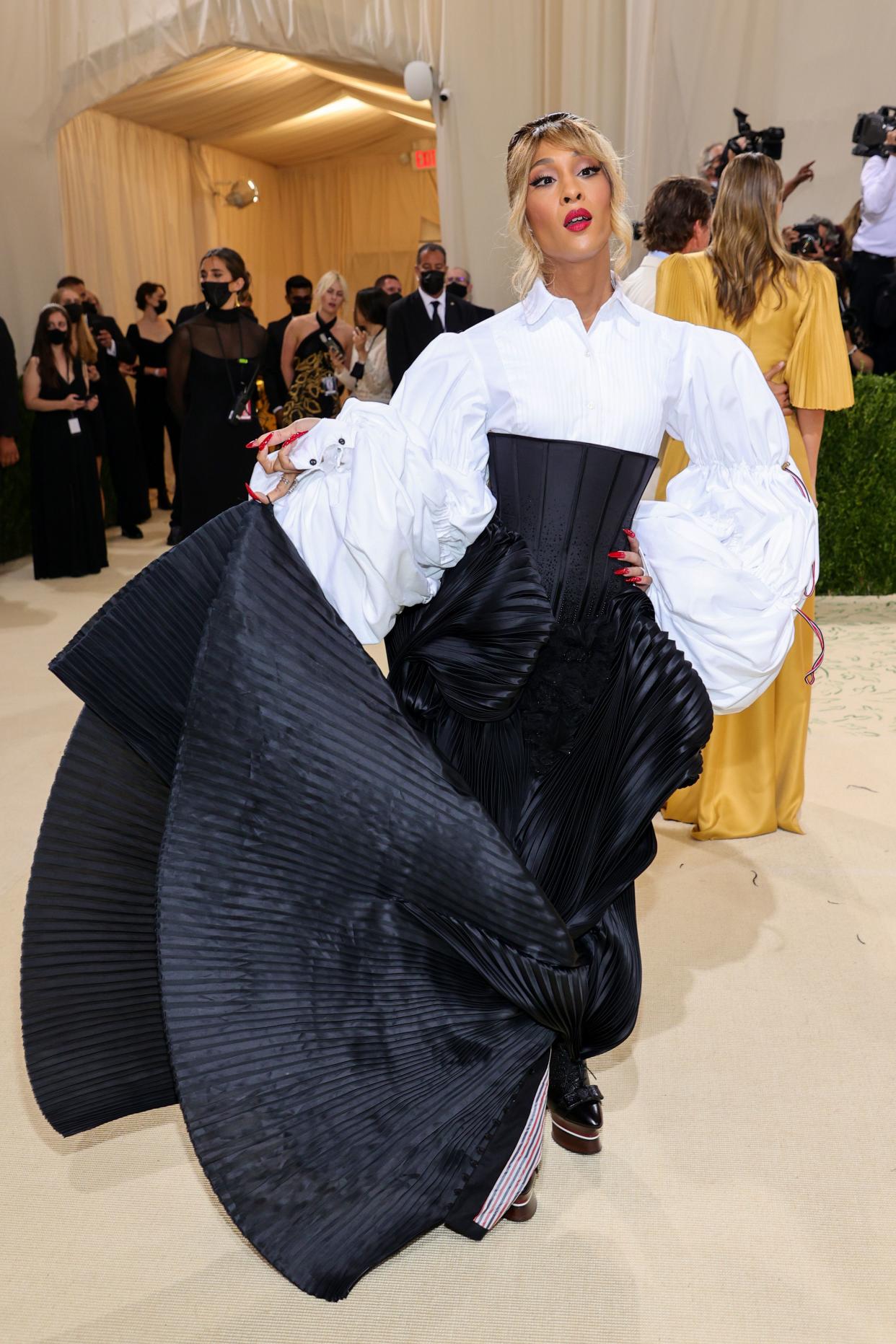 MJ Rodriguez attends The 2021 Met Gala Celebrating In America: A Lexicon Of Fashion at Metropolitan Museum of Art on Sept. 13, 2021 in New York.