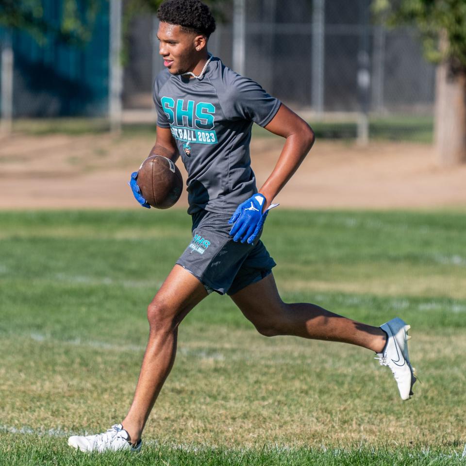 Sultana's LaMason Waller during a recent summer football practice at the school. Sultana begins the season on the road against Lancaster on Aug. 18.