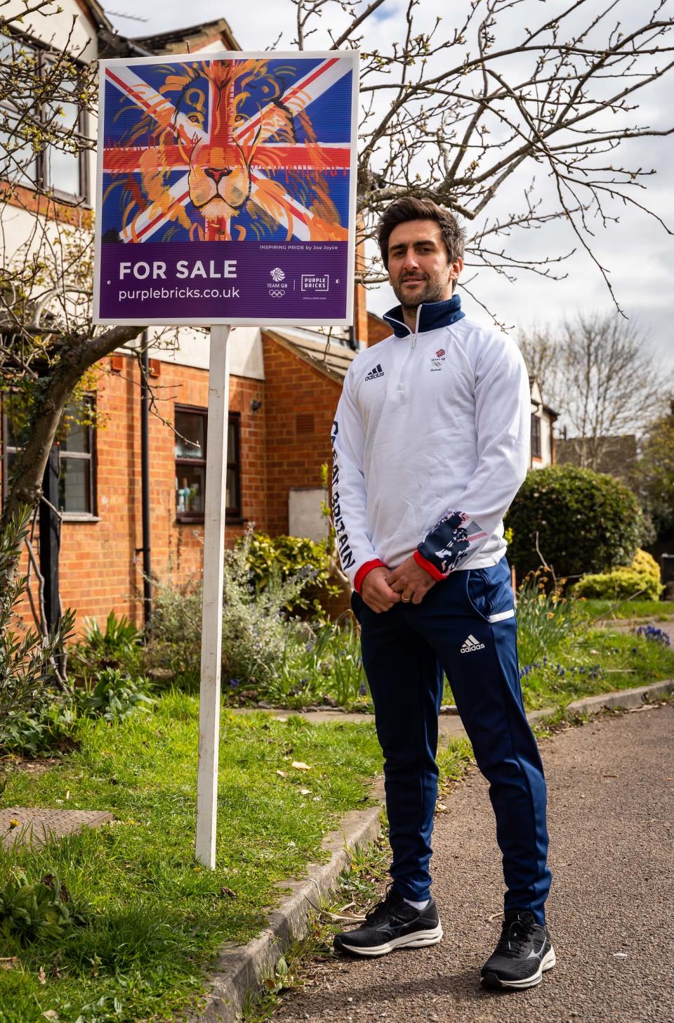 The GB hockey skipper currently has a Purplebricks For Sale board outside his house - with imagery created by GB boxer Joe Joyce