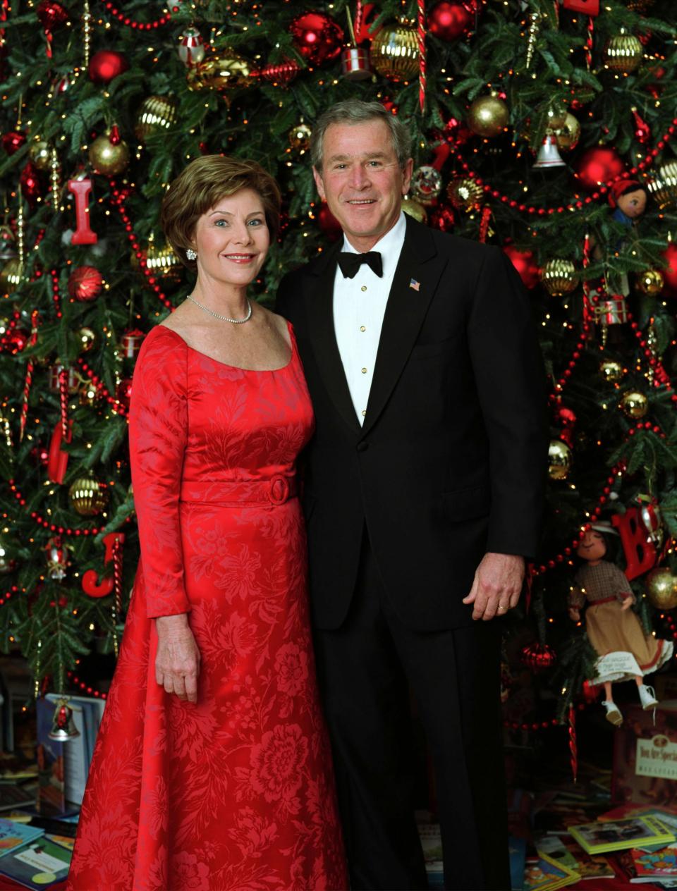 President George W Bush and first lady Laura Bush's Christmas portrait in 2003.