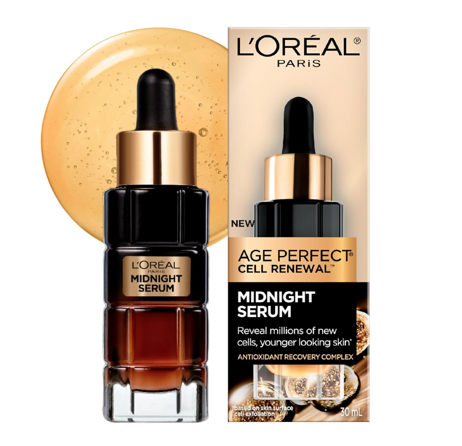 <p><a href="https://www.amazon.com/LOreal-Paris-Perfect-Midnight-Serum/dp/B09742Q1PP/ref=sr_1_9?tag=syn-yahoo-20&ascsubtag=%5Bartid%7C10050.g.46364559%5Bsrc%7Cyahoo-us" rel="nofollow noopener" target="_blank" data-ylk="slk:Shop Now;elm:context_link;itc:0;sec:content-canvas" class="link ">Shop Now</a></p><p>Age Perfect Midnight Serum</p><p>$17.87</p>