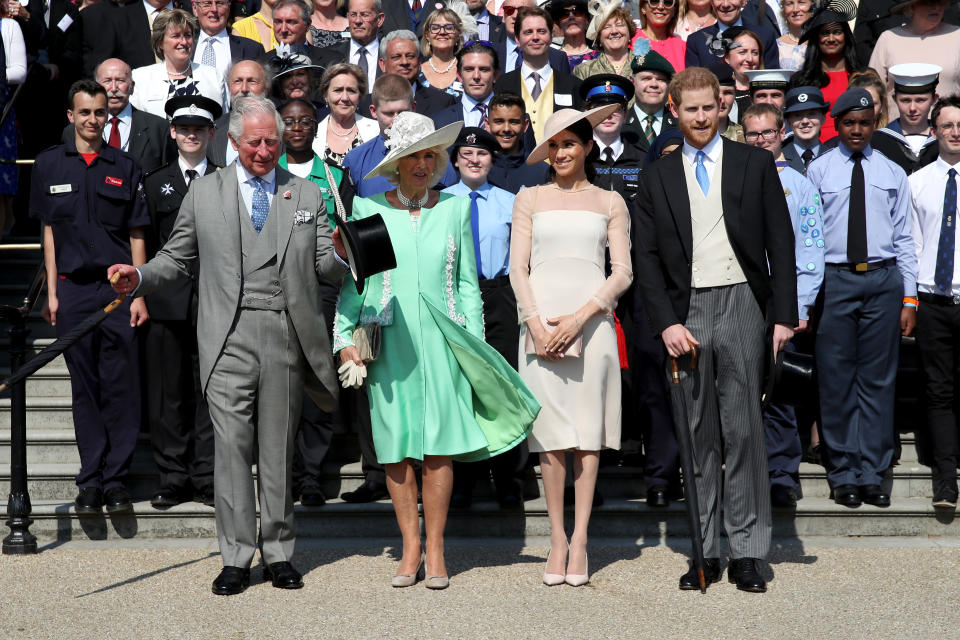 The Duke and Duchess of Sussex attended the Buckingham Palace garden party in honour of Prince Charles. Photo: Getty Images